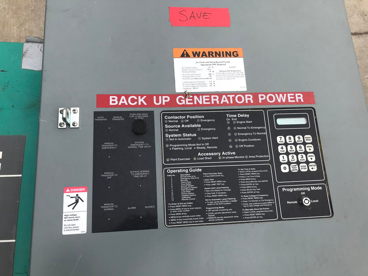 Kohler Transfer Switch, 225 Amps, 480 volts, 3 Phase, NEMA 1