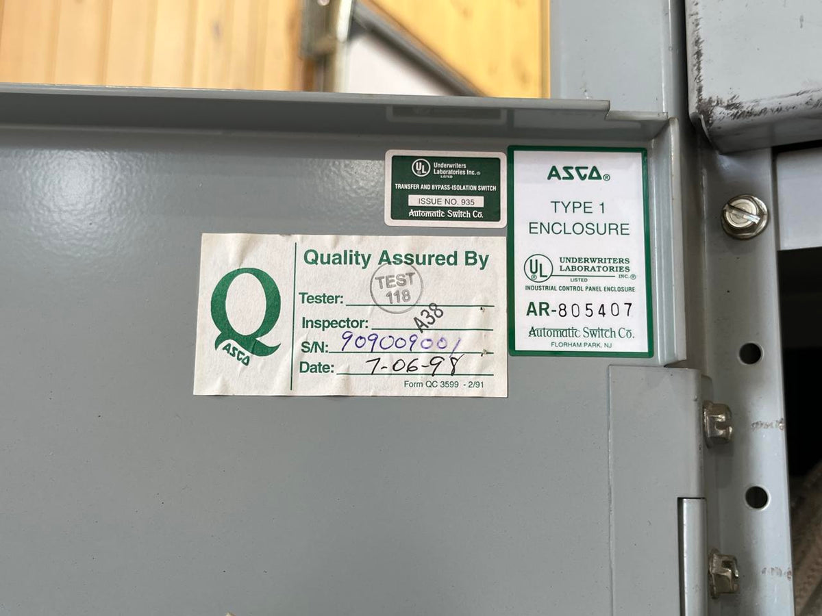Asco 7000 Series Power Transfer and Bypass Switch, 1600 Amps, 480/277 volts, Type 1 Enclosure