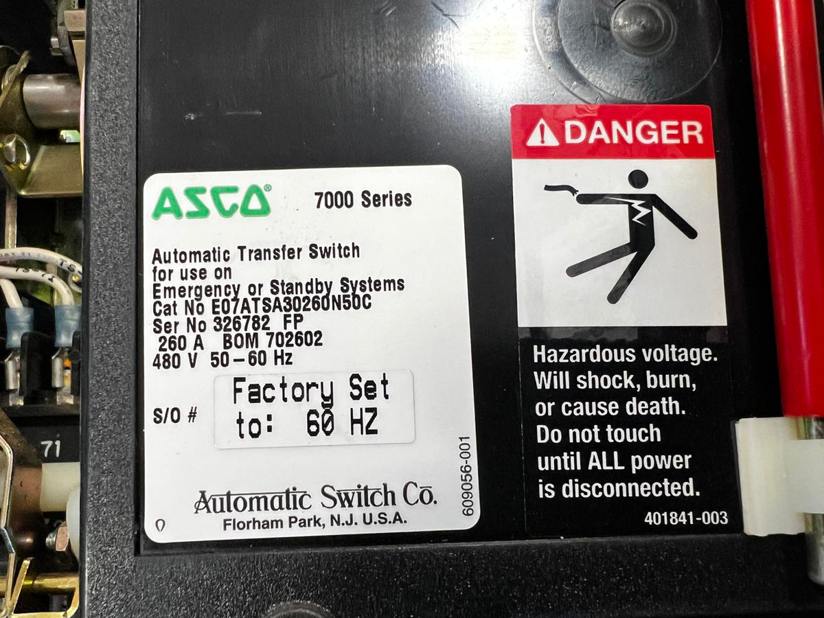 Asco 7000 Series Automatic Transfer Switch, 480 Volts, Nema 1