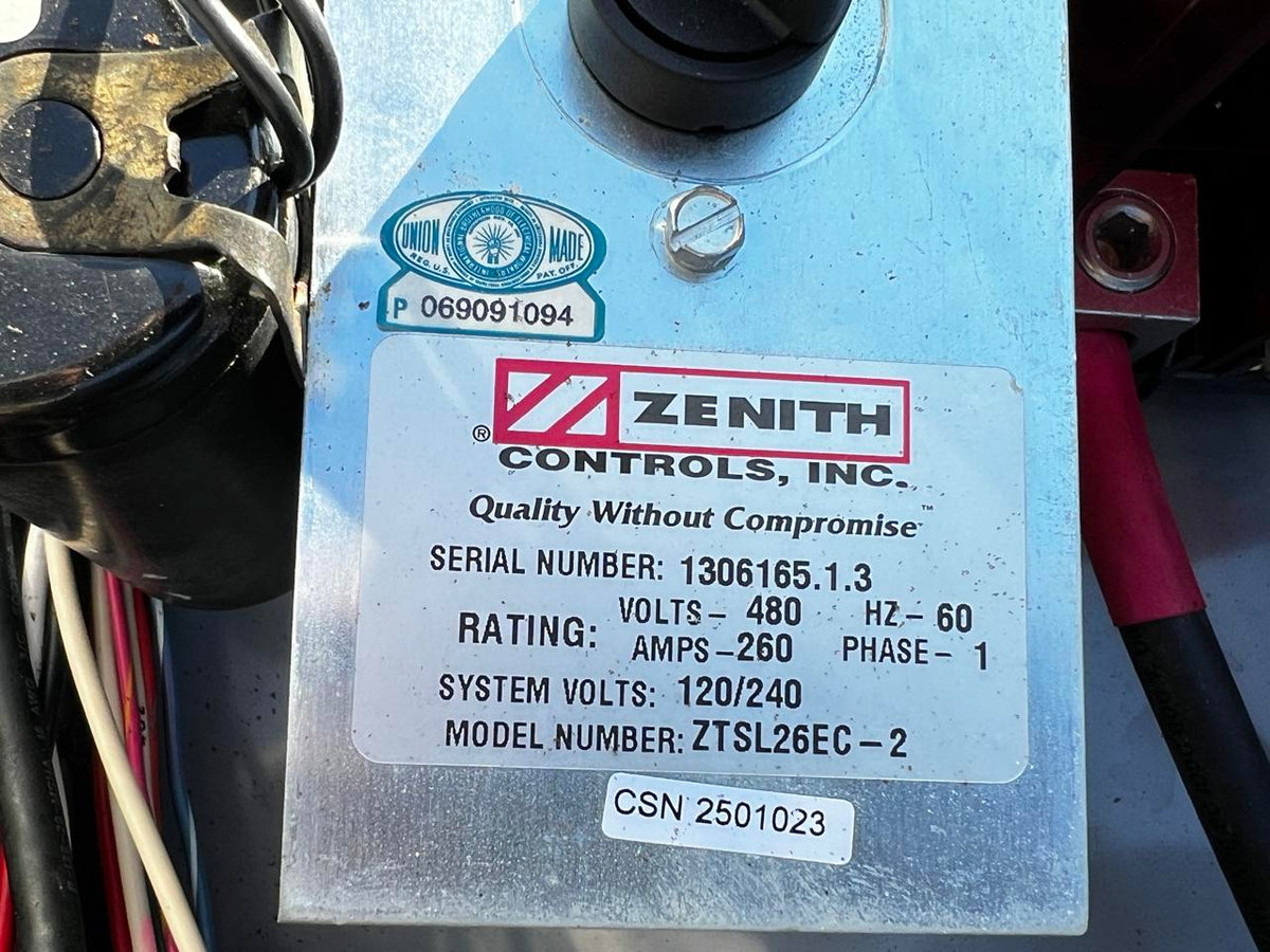 Zenith Automatic Transfer Switch, Service Entrance Rated with Disconnect Breaker, Nema 1, Can be used on 240 or 480, 1 Phase