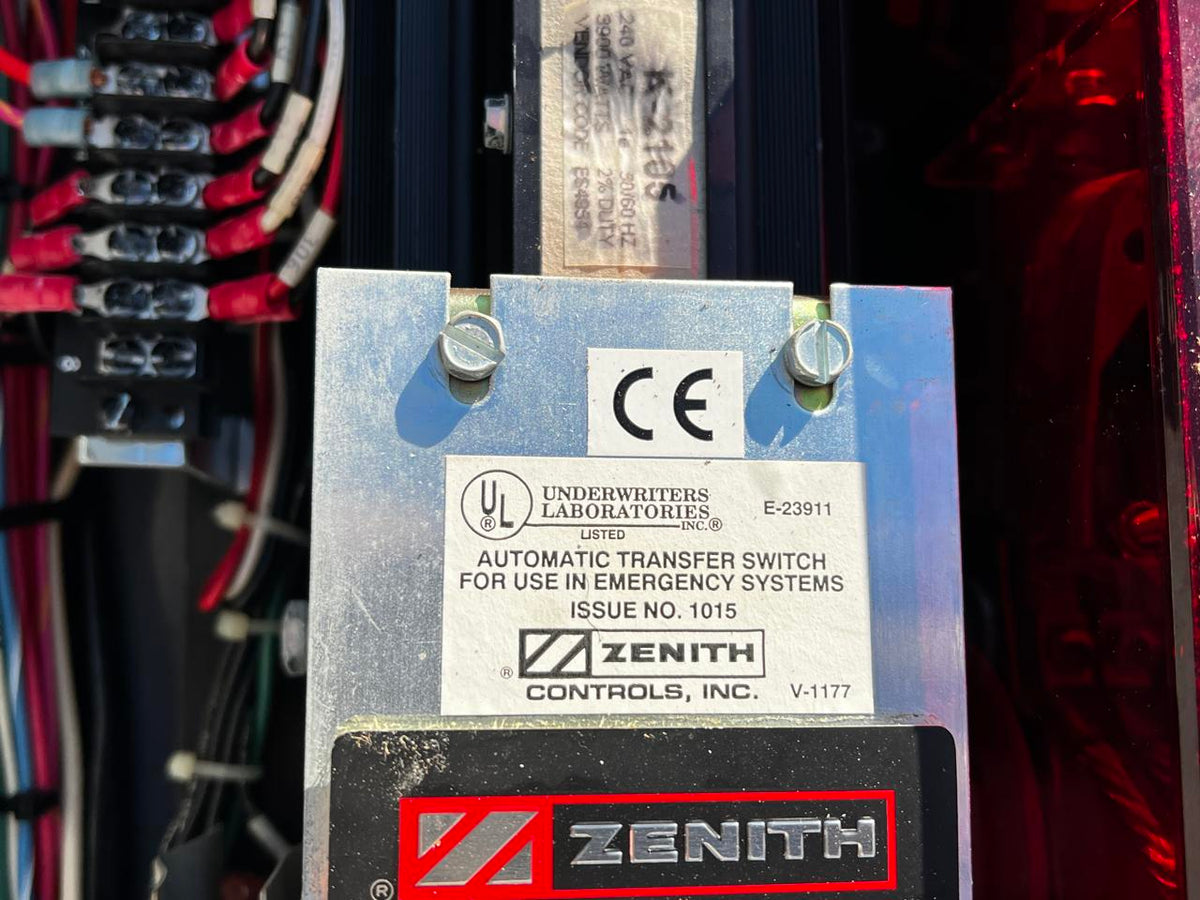 Zenith Automatic Transfer Switch, Service Entrance Rated with Disconnect Breaker, Nema 1, Can be used on 240 or 480, 1 Phase