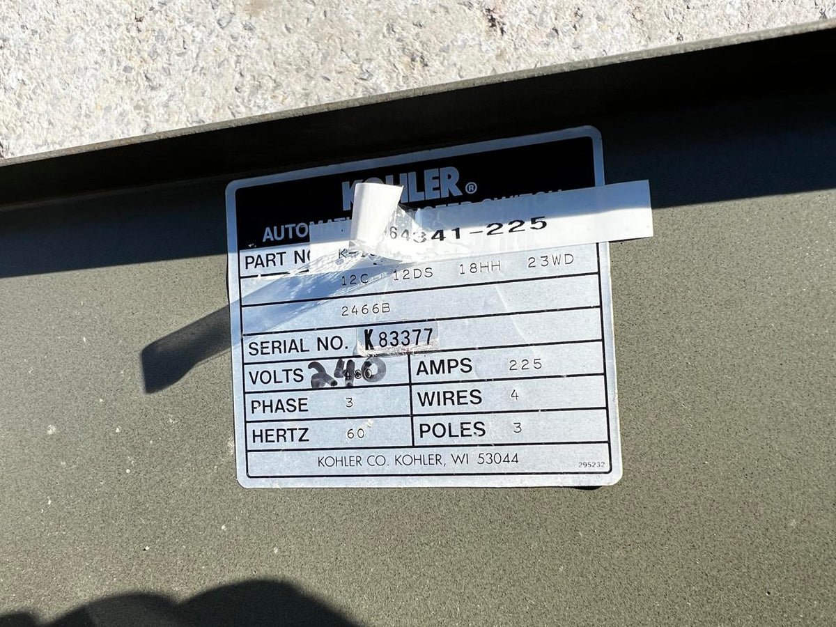 Kohler Automatic Transfer Switch, 225 Amp, Nema 1, Enclosed