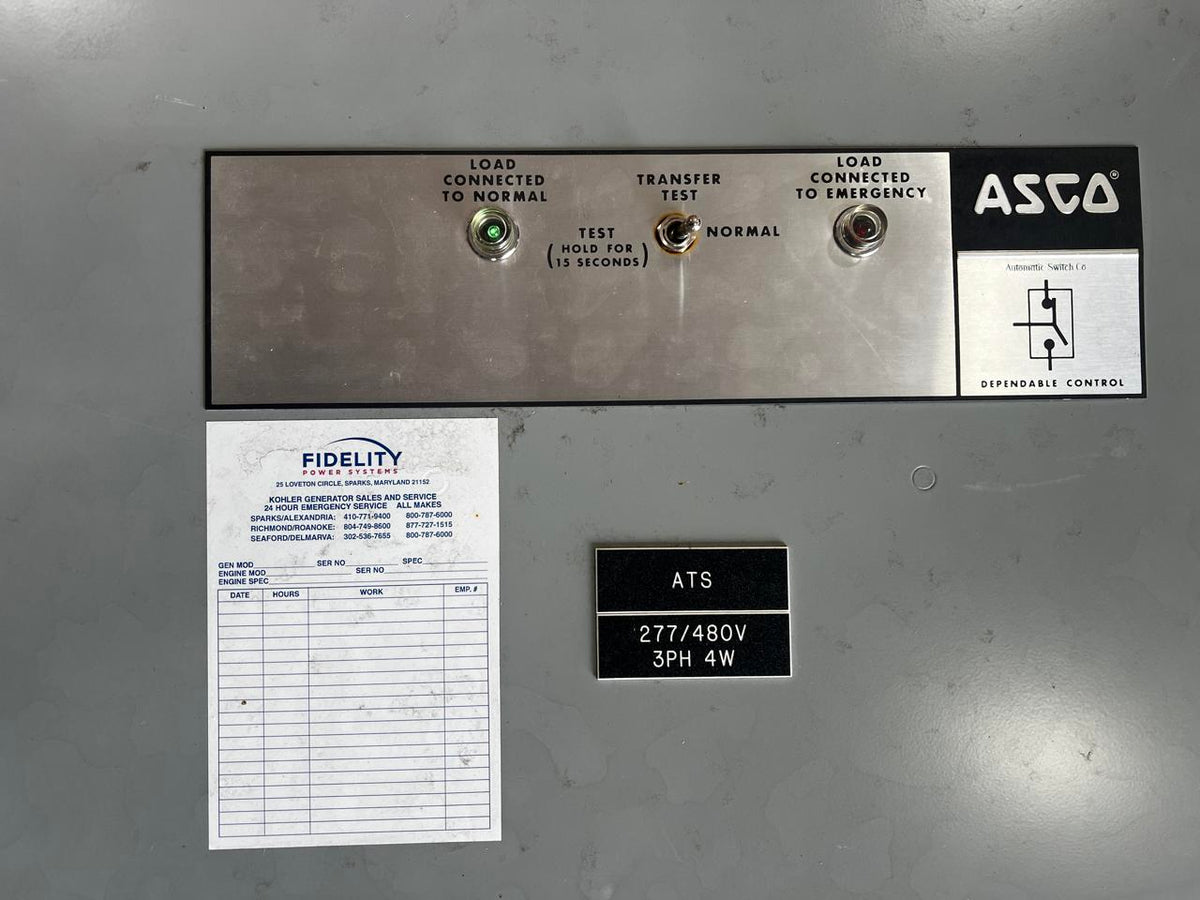Asco 940 Series Automatic Transfer Switch, 800 Amp, Type 1 Enclosure, 480 Volt