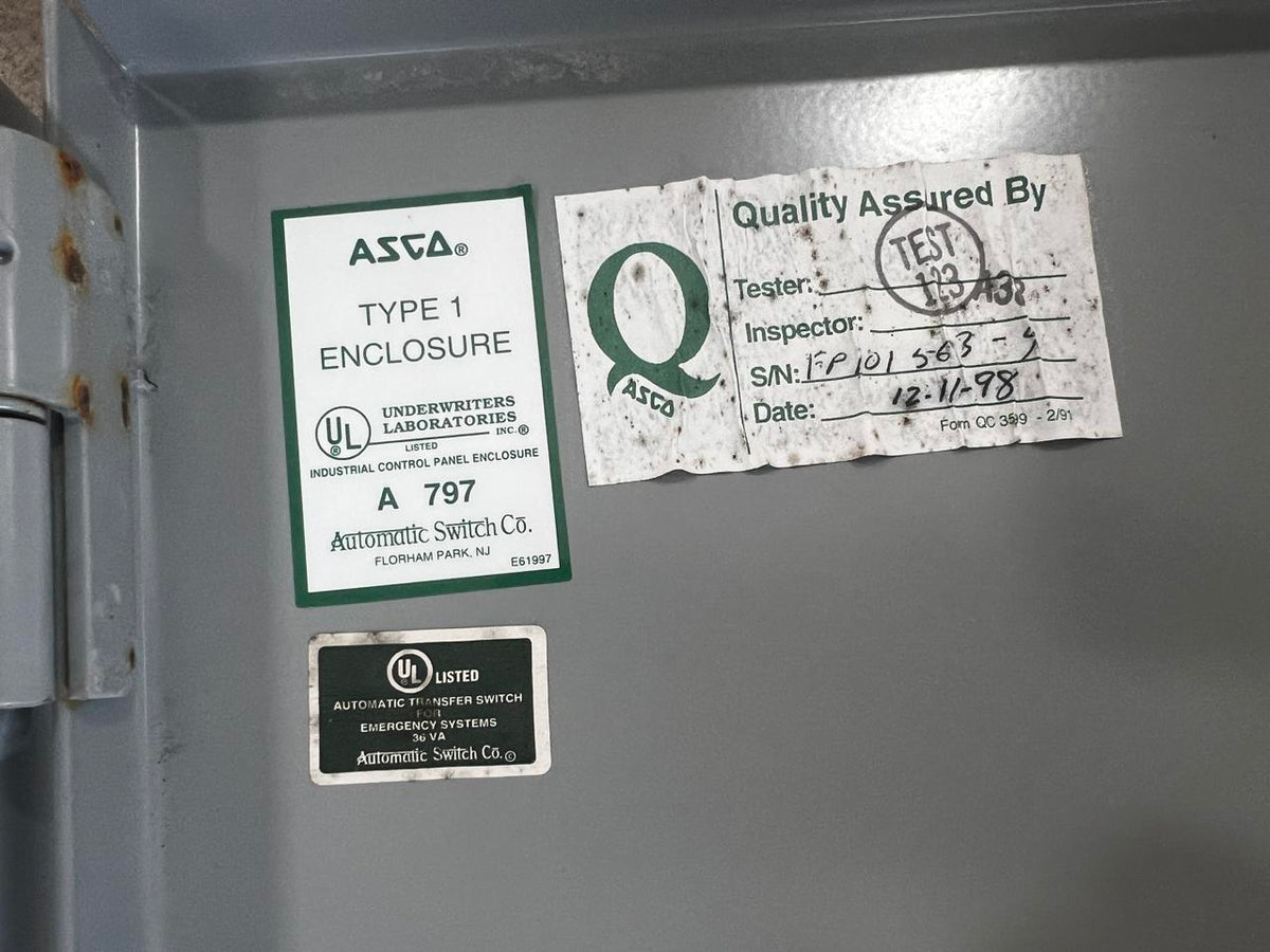 Asco 940 Series Automatic Transfer Switch, 800 Amp, Type 1 Enclosure, 480 Volt