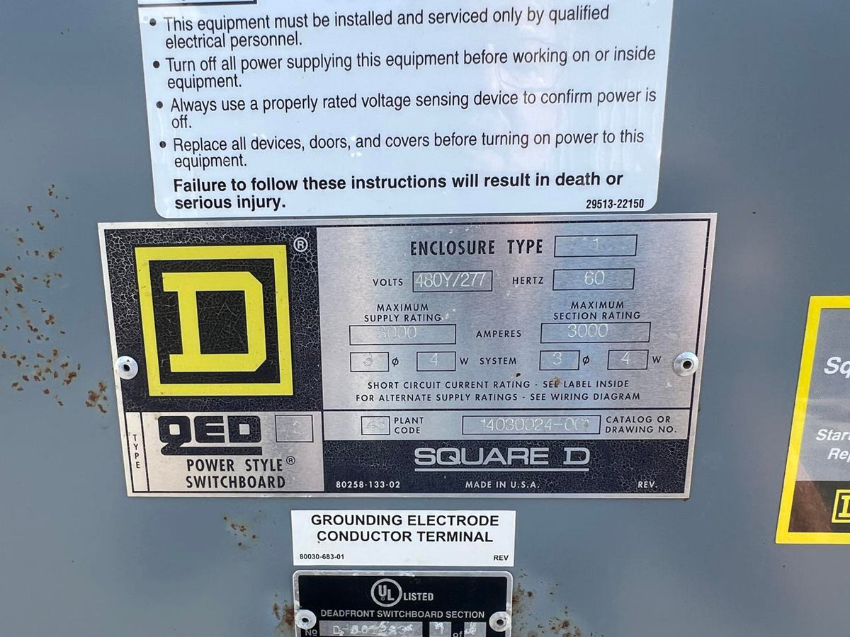 3000 A Square D Disconnect Breaker in Cabnet