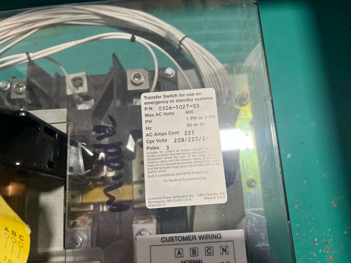 Onan/Cummins Automatic Transfer Switch, 225 A, Nema 3 Enclosure