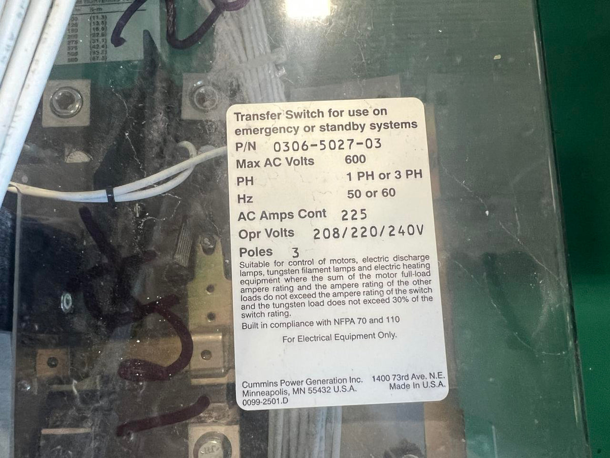 225 A, 240 V, 1 or 3 Phase, Automatic  Transfer Switch, Nema 3 Enclosure
