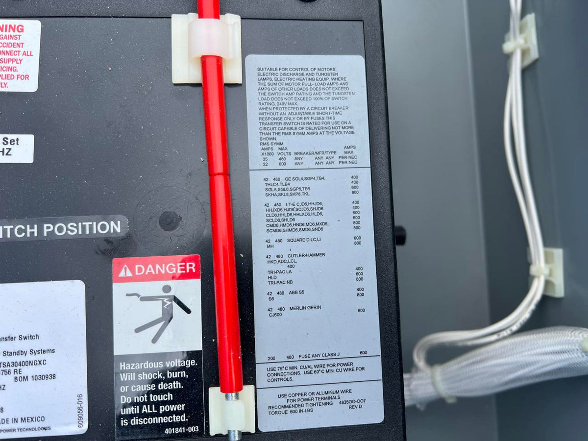400 A, 480 Volts, Asco Automatic Transfer Switch, Nema 1 Enclosure