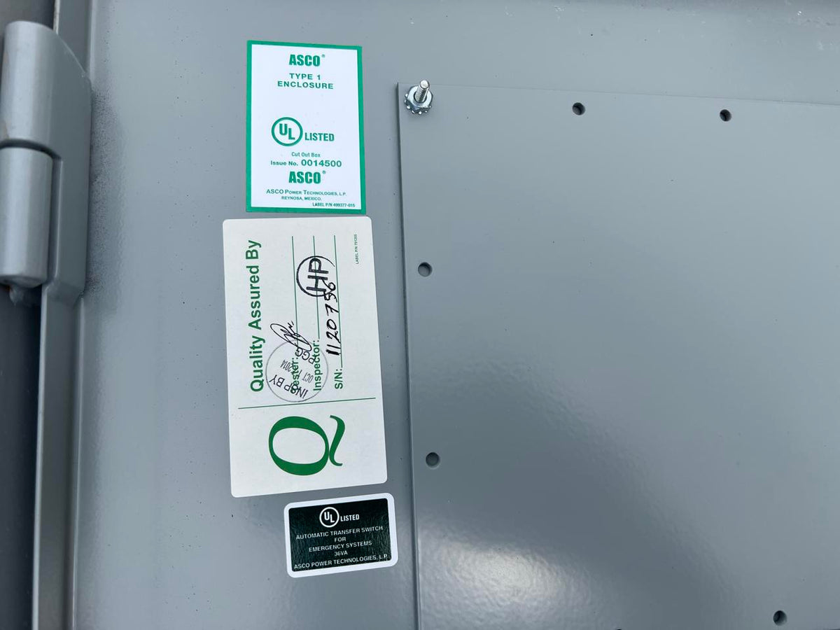 400 A, 480 Volts, Asco Automatic Transfer Switch, Nema 1 Enclosure