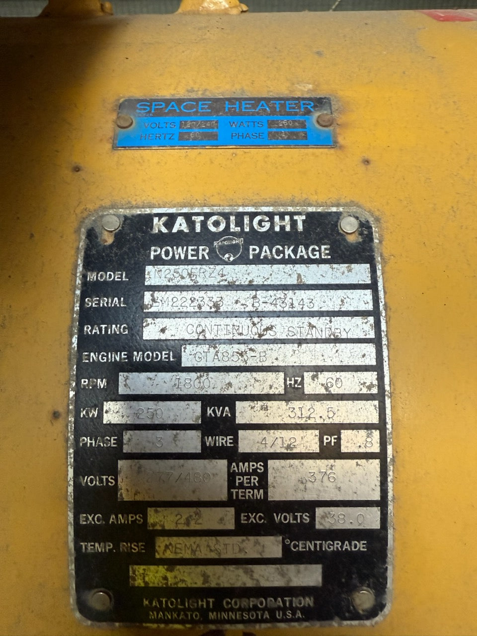 250KW Cummins GTA855-B Natural Gas Generator '96