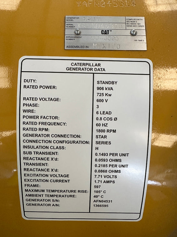 New Caterpillar 725KW Generator End - DPC1144