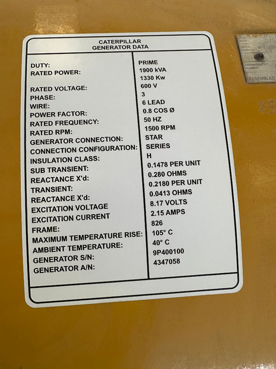 New Surplus Caterpillar 1330KW Generator End - DPC1142