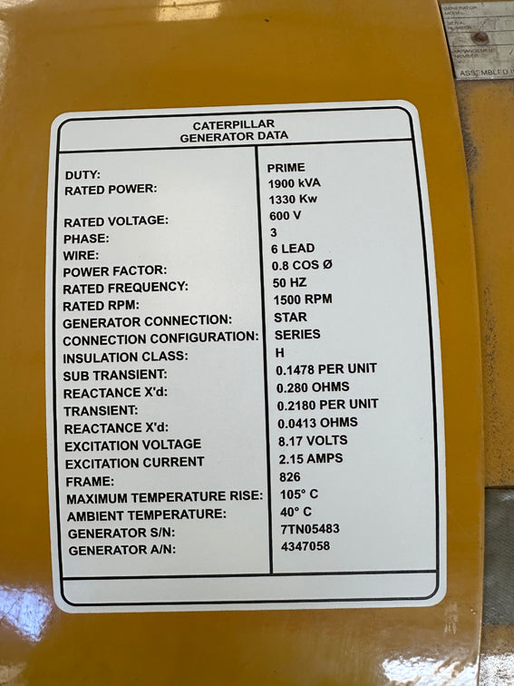 New Surplus Caterpillar 1330KW Generator End - DPC1158