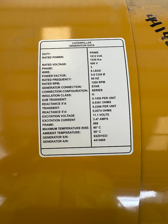 New Surplus Caterpillar 1530KW Generator End - DPC1155