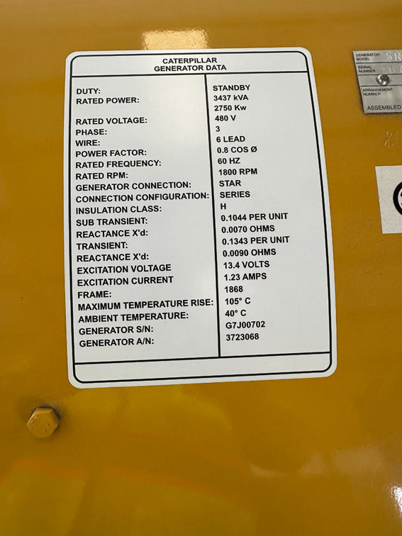 New Caterpillar 2750KW Generator End - DPC1152