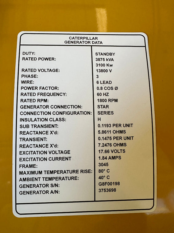 New Surplus Caterpillar 3100KW Generator End - DPC1160