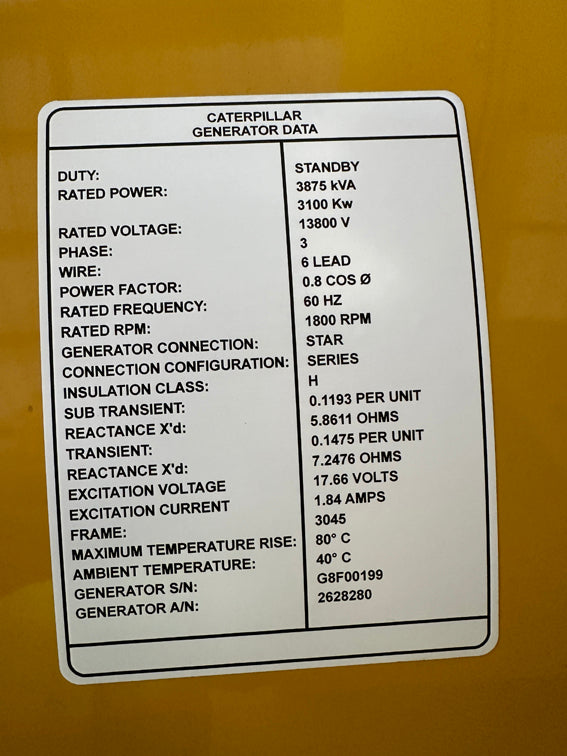 New Surplus Caterpillar 3100KW Generator End - DPC1159