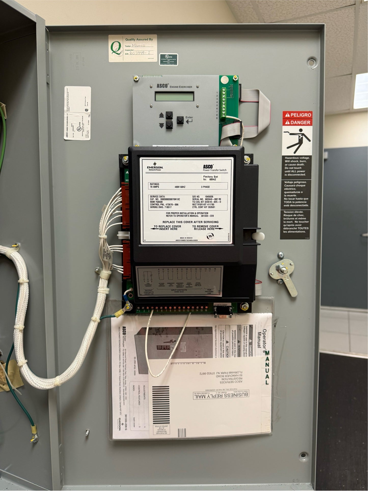 ASCO D00300030070N1XC 70A ATS Automatic Transfer Switch 480V (SKU: 110293)