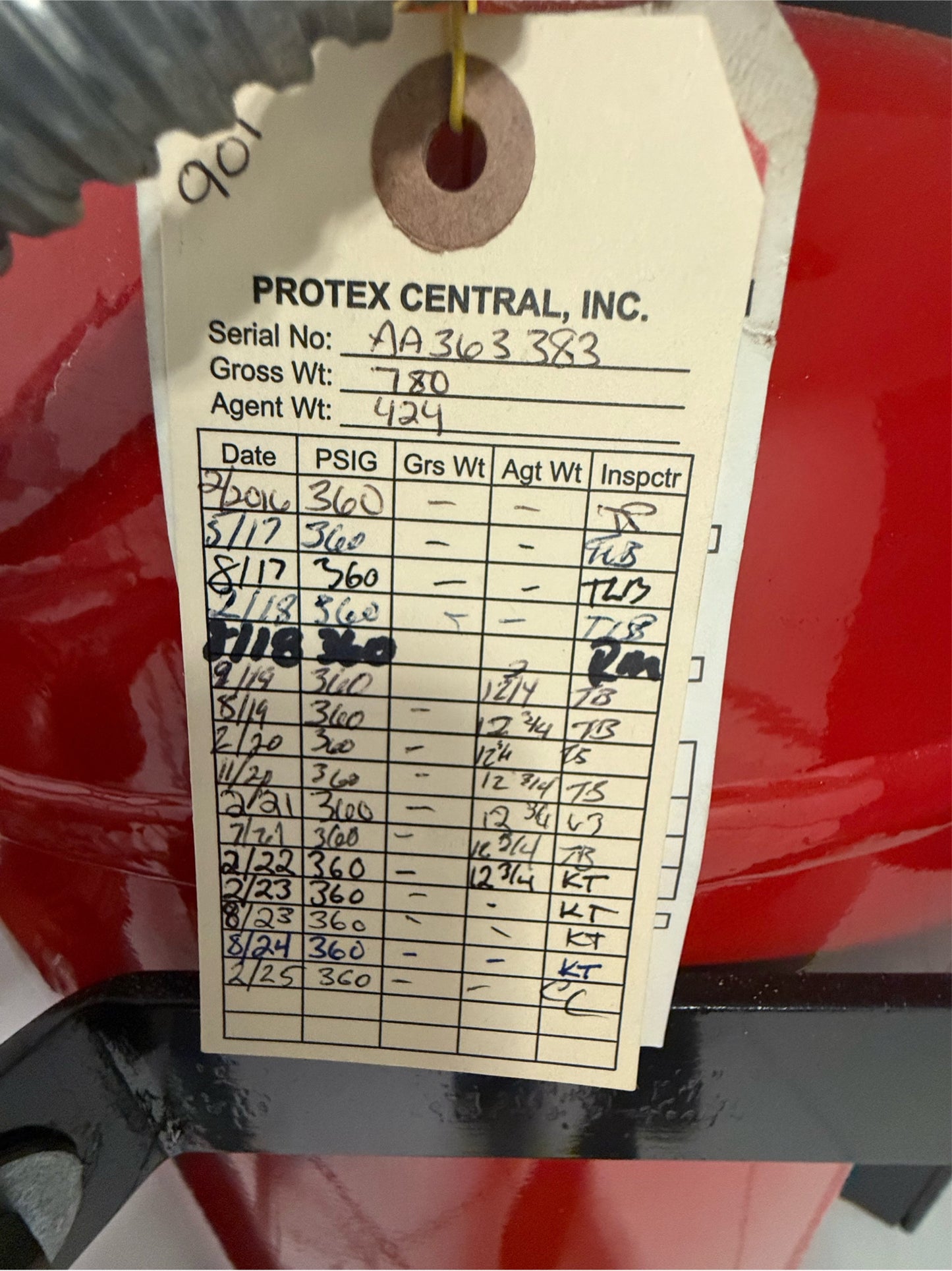 FM-200 Fire Tank Cylinder SN-AA363383 424 lbs of Agent Kidde Fenwal