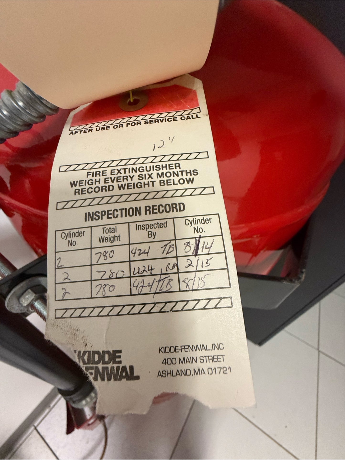 FM-200 Fire Tank Cylinder SN-AA363383 424 lbs of Agent Kidde Fenwal