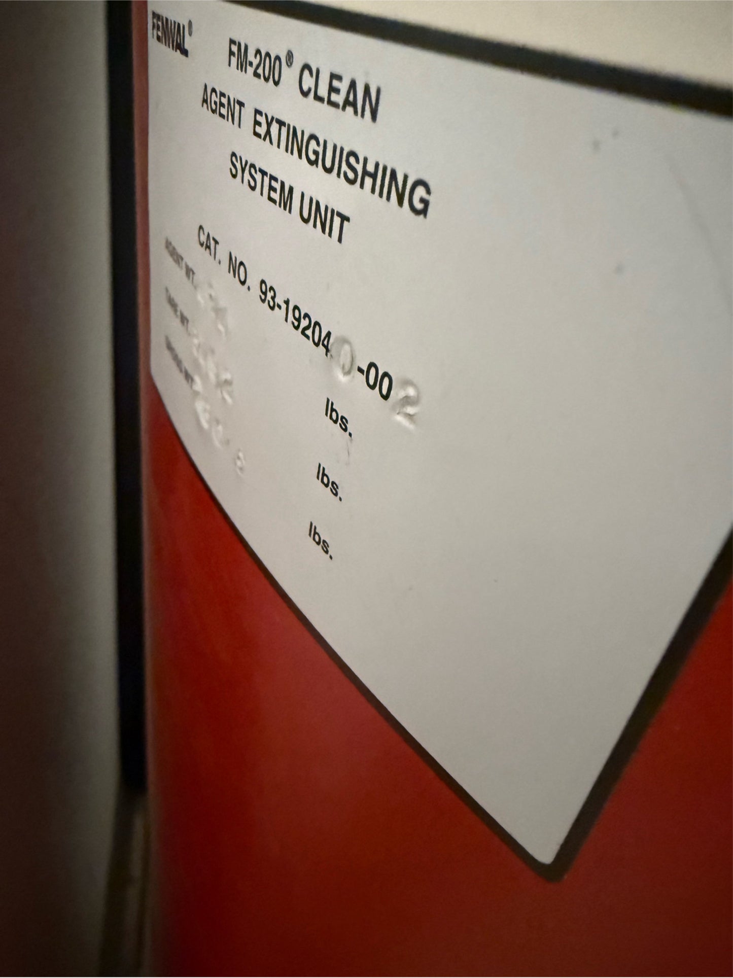 FM-200 Fire Tank Cylinder SN-AA363383 424 lbs of Agent Kidde Fenwal