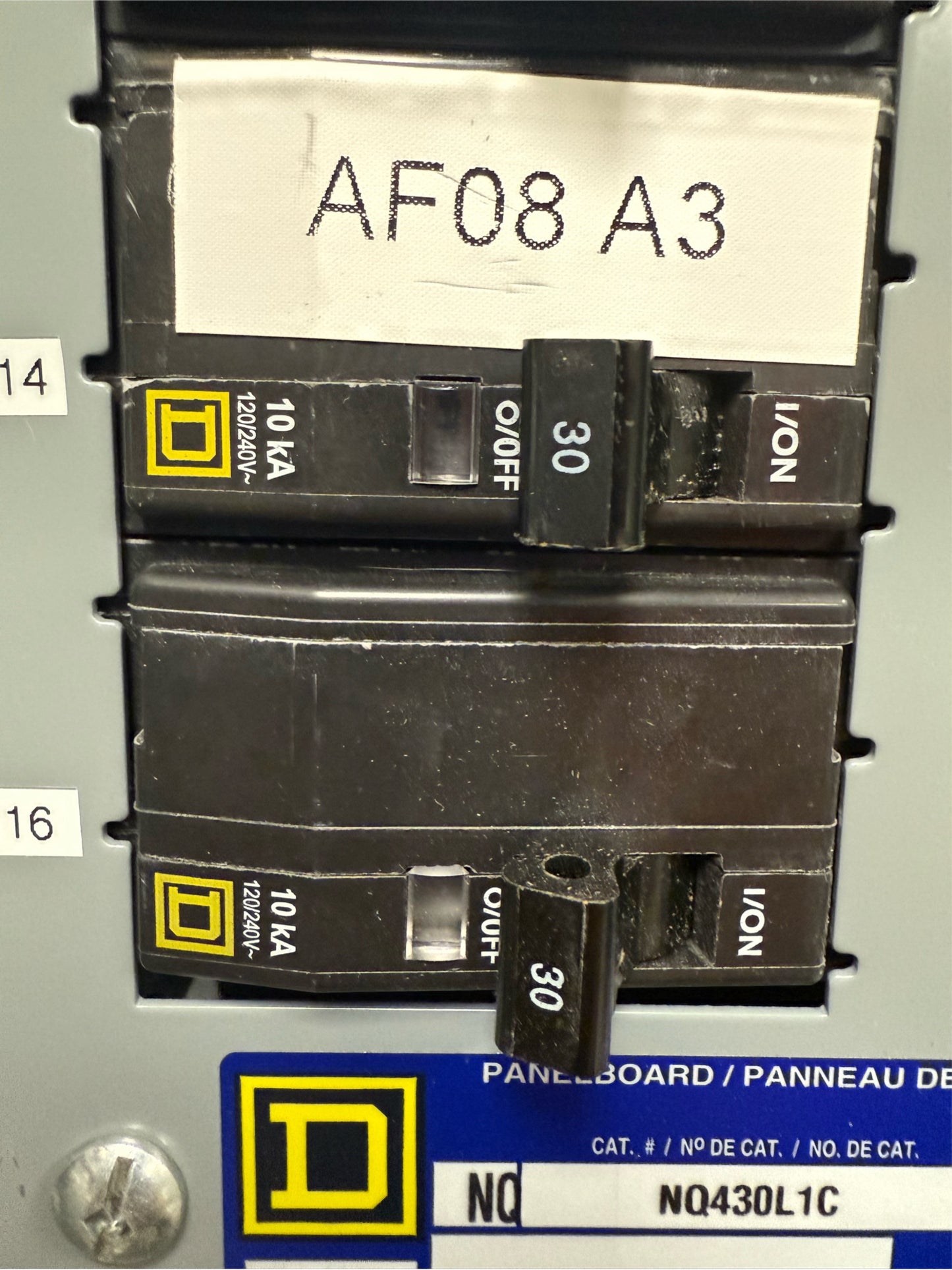 Square D NQ430L1C 21 Breakers Panelboard 100A 240V NQ Panelboard with Main (SKU: 110331)