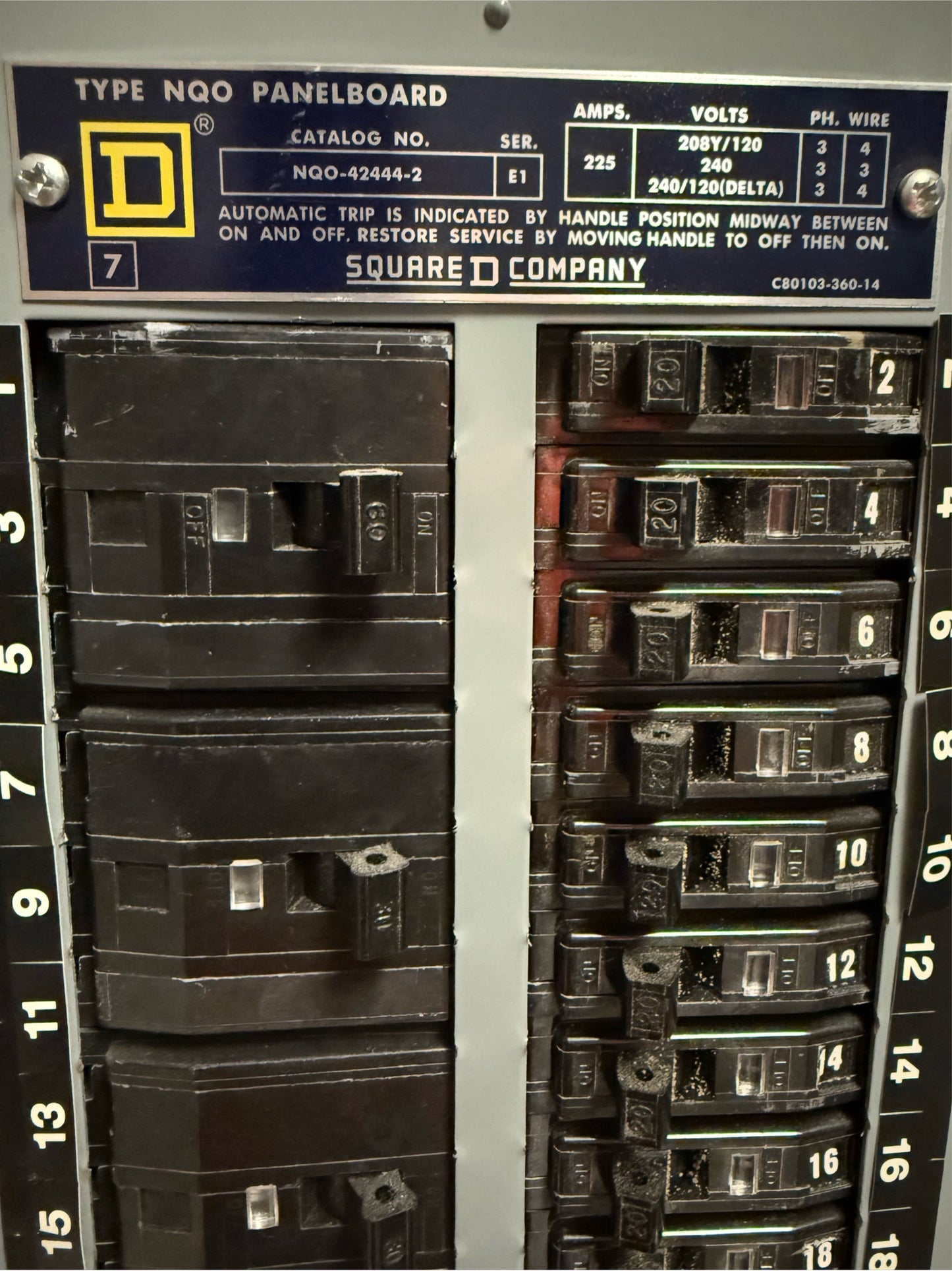 Square D NQO-42444-2 27 Breaker Panelboard 225A 240V (SKU: 110337)