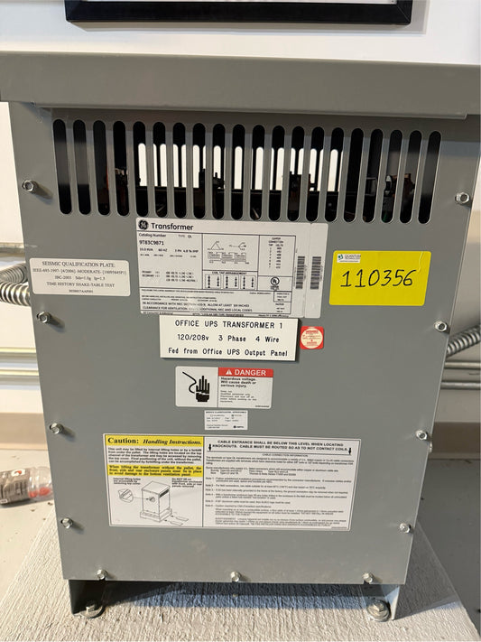 15KVA GE Dry Type Transformer 9T83C9871 3PH 480v x 208/120v