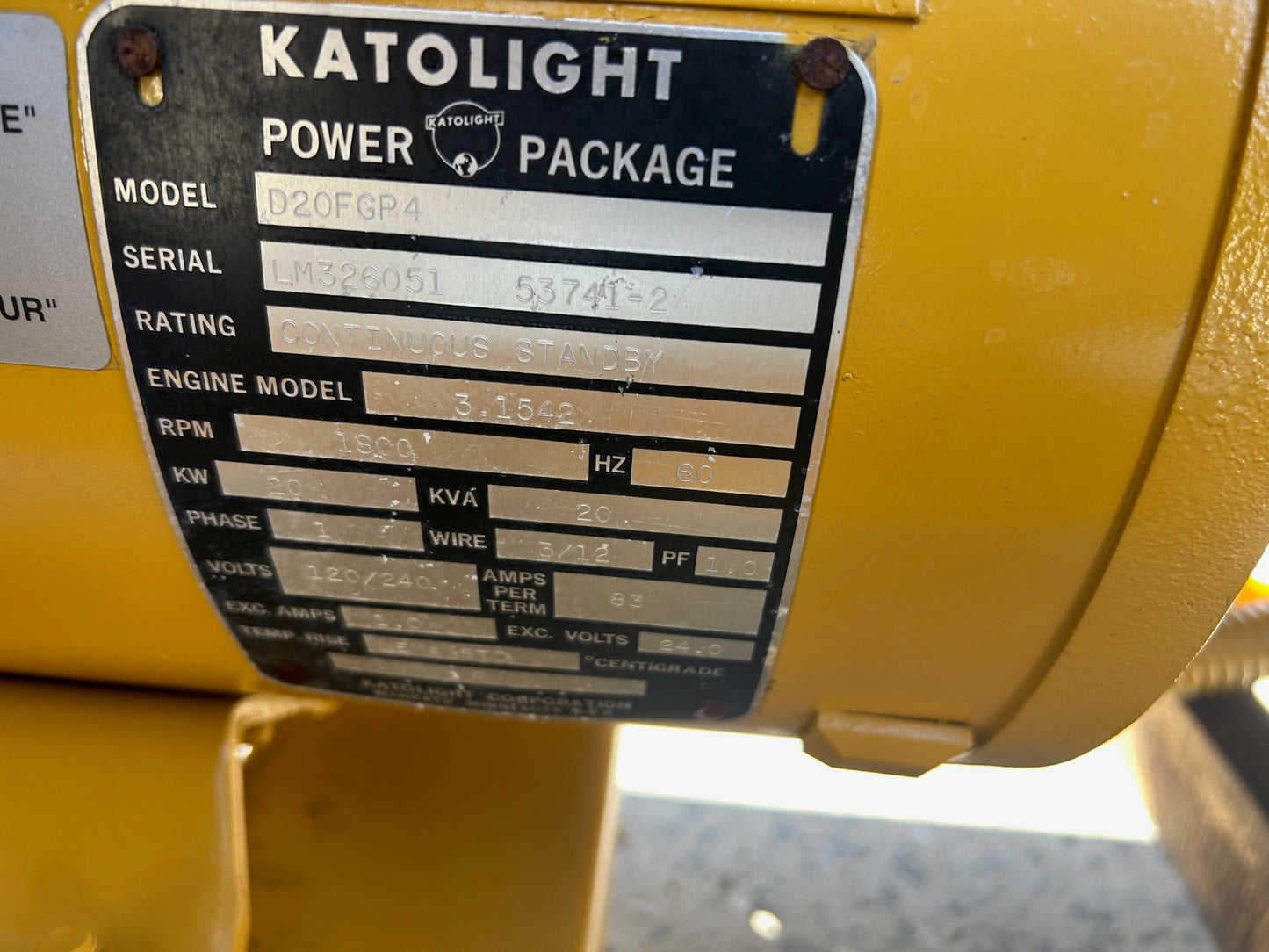 Katolight 20KW Diesel Generator Perkins Engine 1&3PH Enclosed 58Hrs TESTED