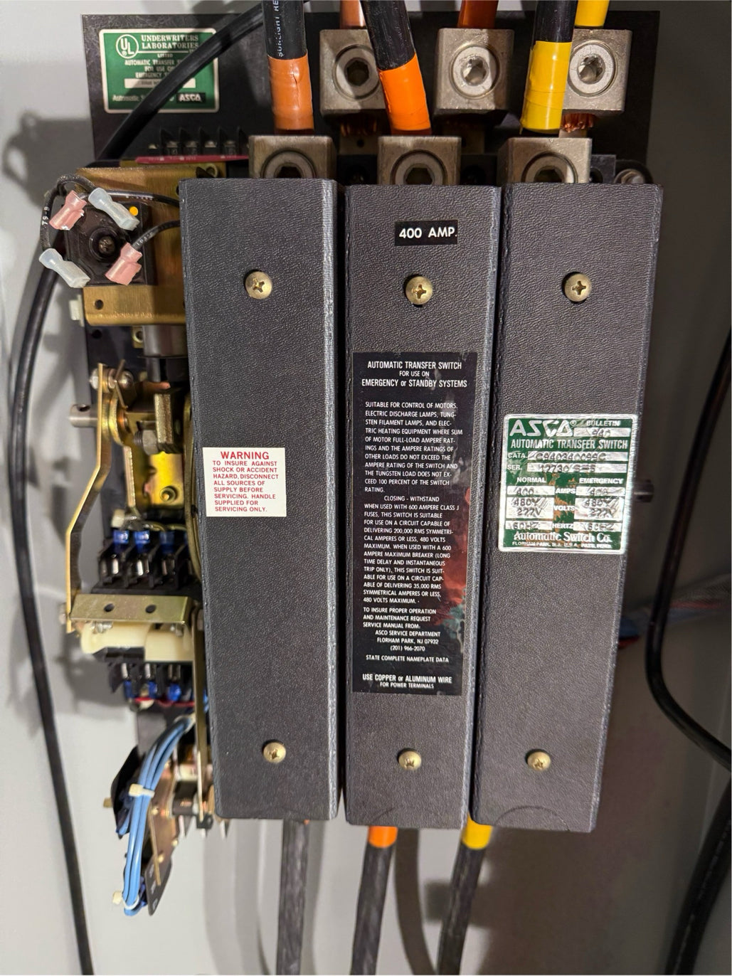 ASCO Bulletin 940 ATS 400A 480Y/277V Automatic Transfer Switch C940340099C