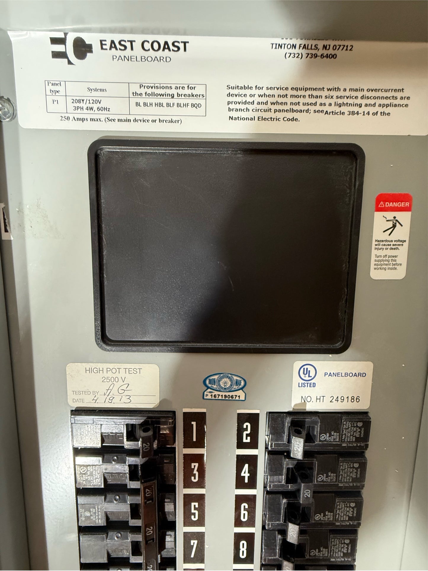 Siemens East Coast Panelboard 250A 208Y/120V 3Ph 38 Breakers(SKU: 110487)