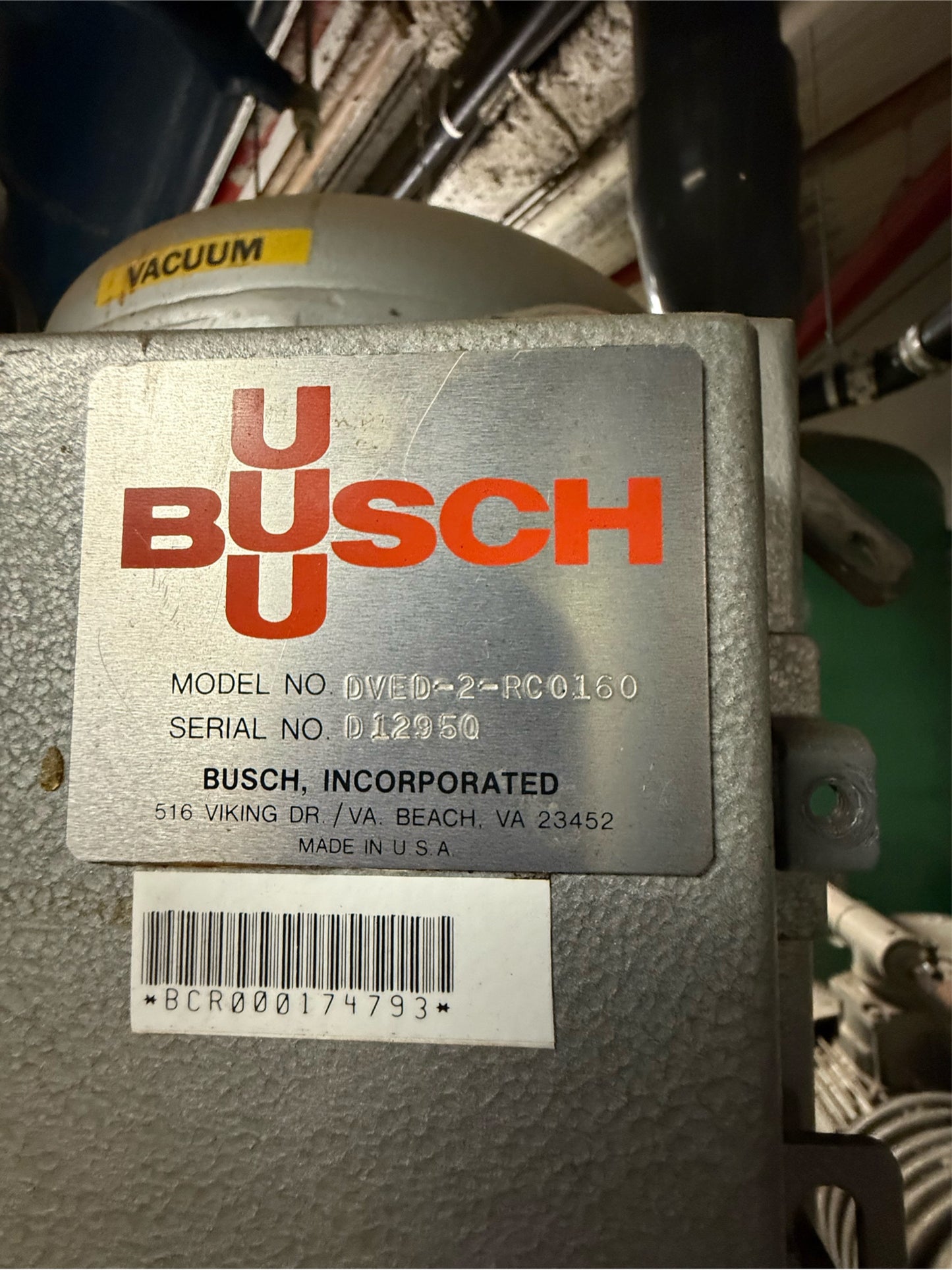 Busch Vacuum Pump DBCD-317 20.6A 3PH  460V (SKU: 110515)