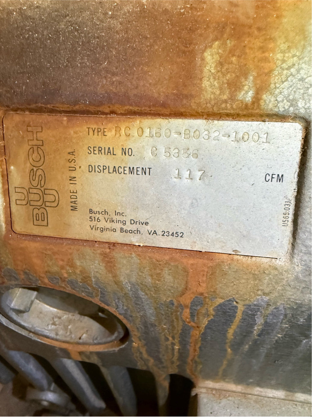 Busch Vacuum Pump DBCD-317 20.6A 3PH  460V (SKU: 110515)