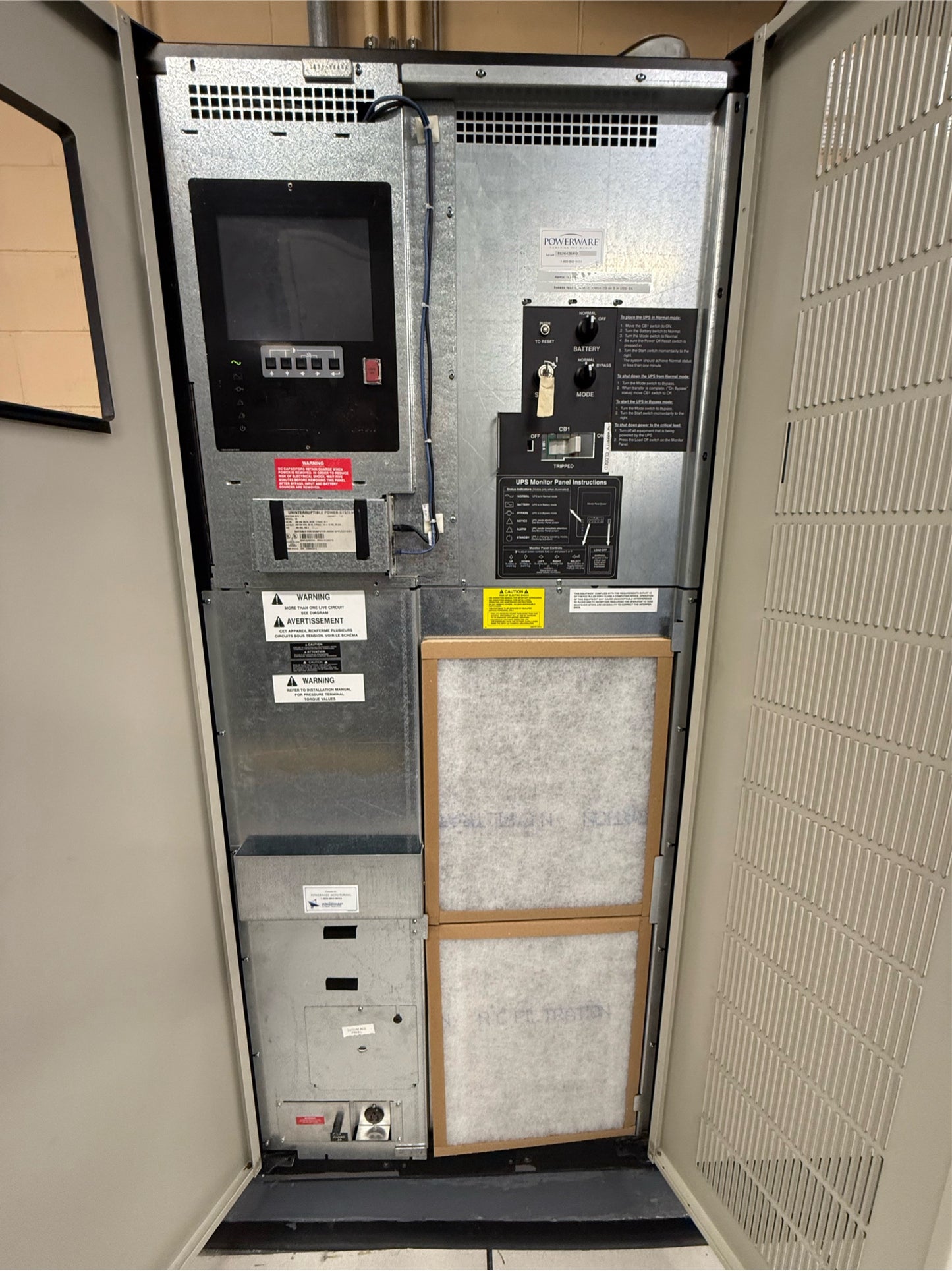 Powerware UPS System 9315-50 480V 60hz 3ph 82A 50KVA