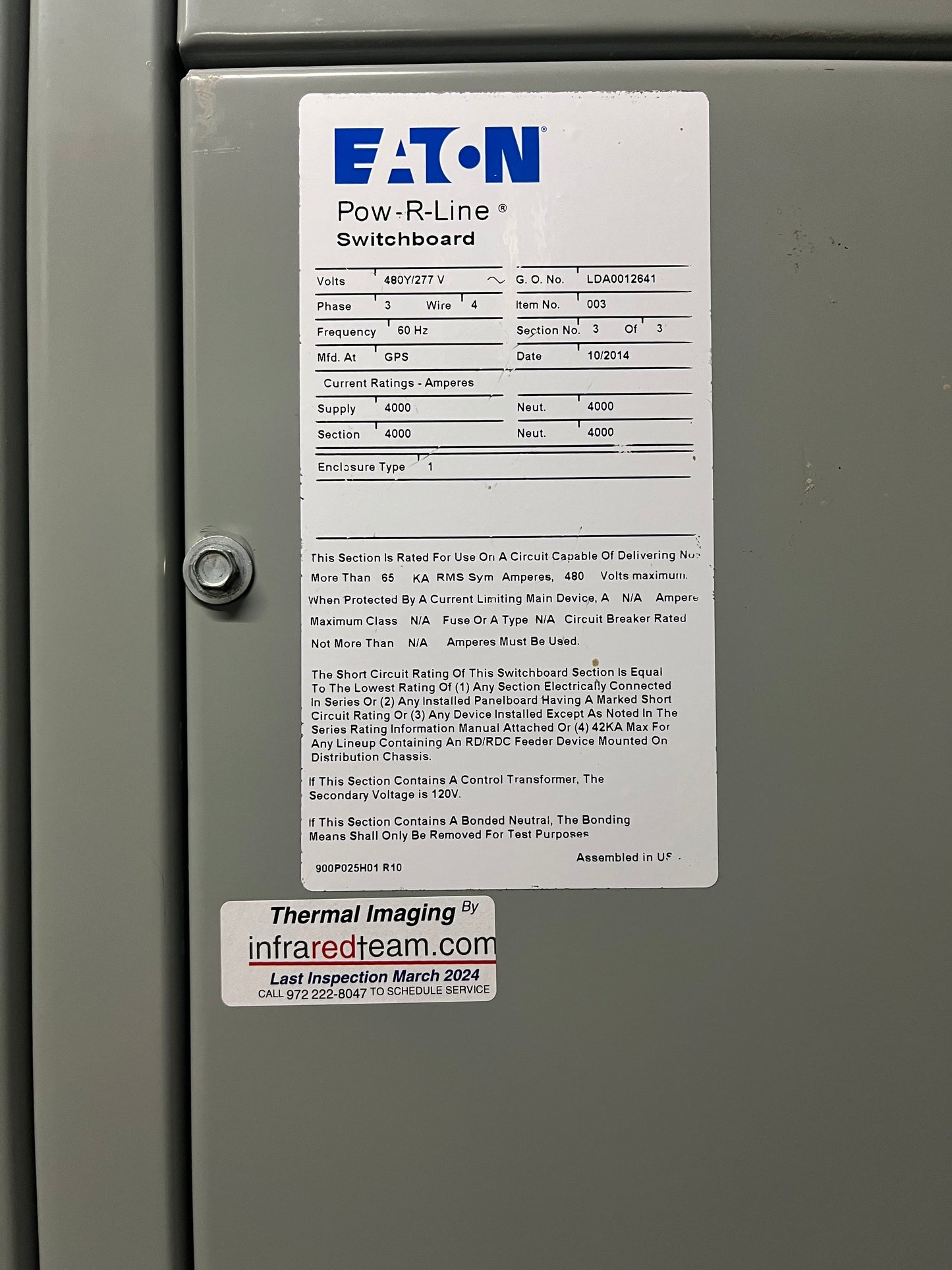 Eaton Magnum SB 4000 Amp Main Breaker Pow-R-Line Switchboard 480V 3PH Digitrip 520