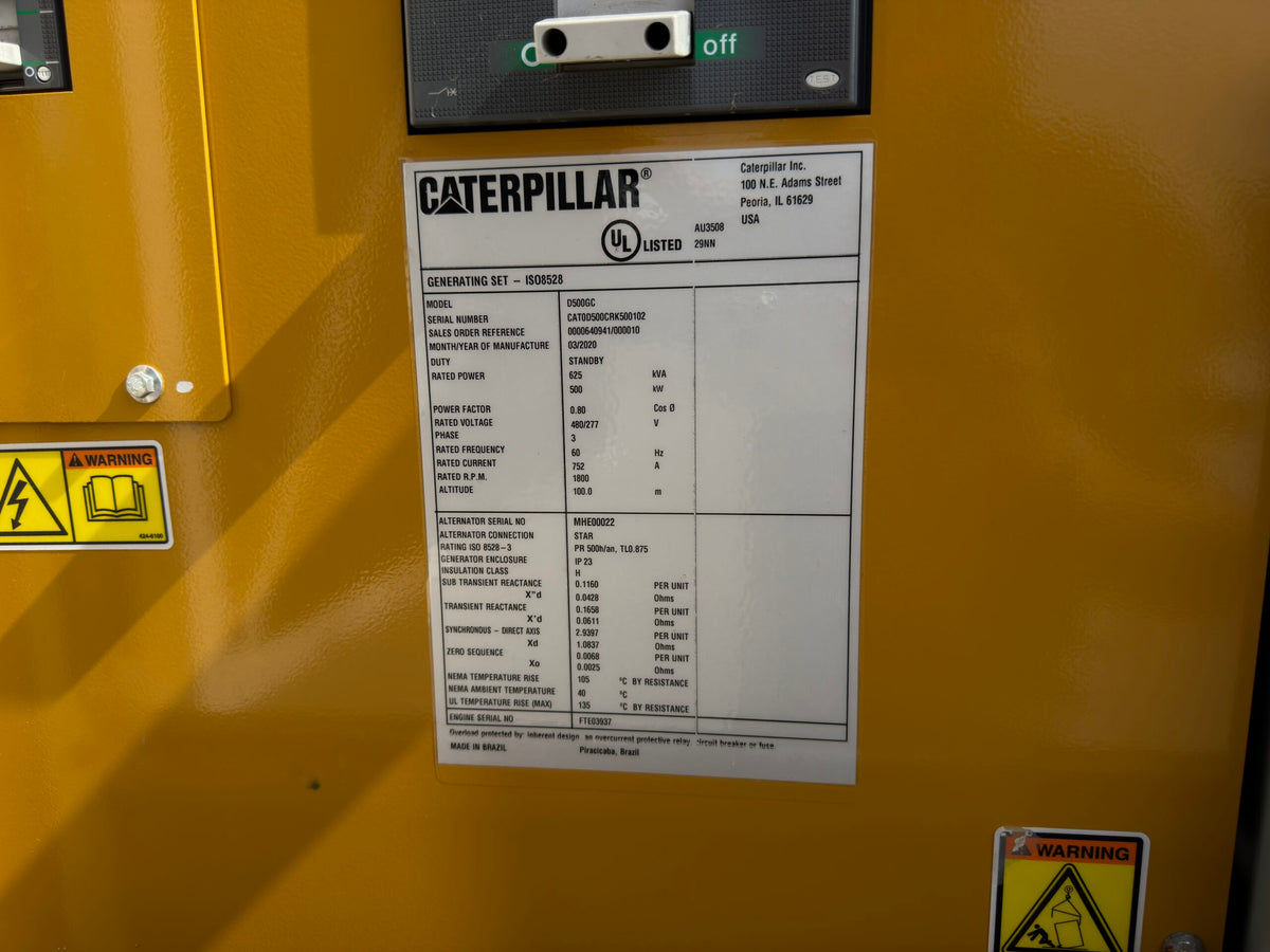 New Surplus Caterpillar C15 500KW Diesel Generator Set - DPC1037
