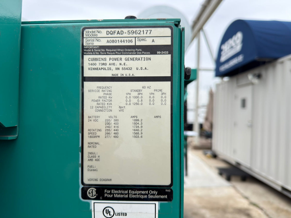 Like New Cummins QST30-G5 1000KW Tier 2 Diesel Generator Set - DPC1026