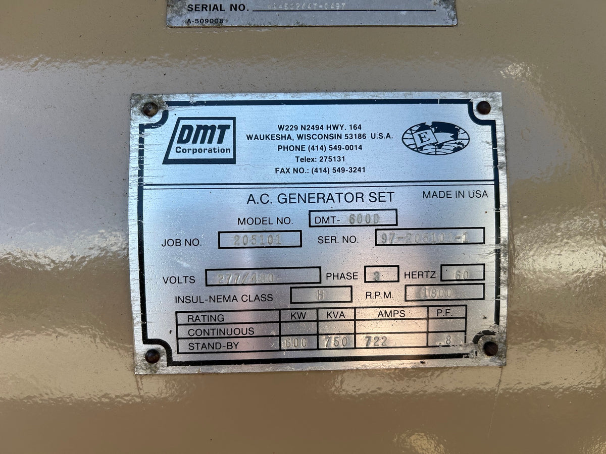 DMT 600D 600 kW Diesel Generator 277 480V 3 Phase Weather Enclosed Tank 350 Hrs