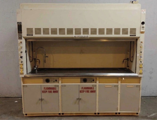 8' Fisher Hamilton SafeAire Chemical Fume Hood Ducted 2-Way Sash & Bench (104410)(104410)