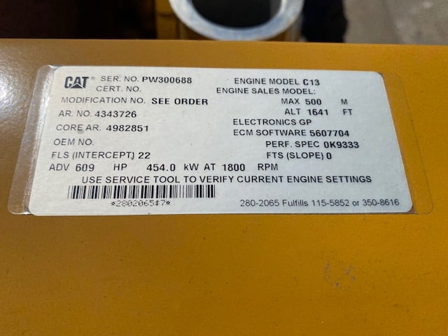 Low Hour Caterpillar C13 400KW Tier 3 Diesel Generator Set - DPC1219
