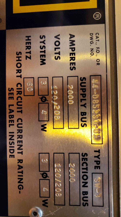 2000A 3 Section Square D I-Line Switchgear 120/208v(100409BDL)