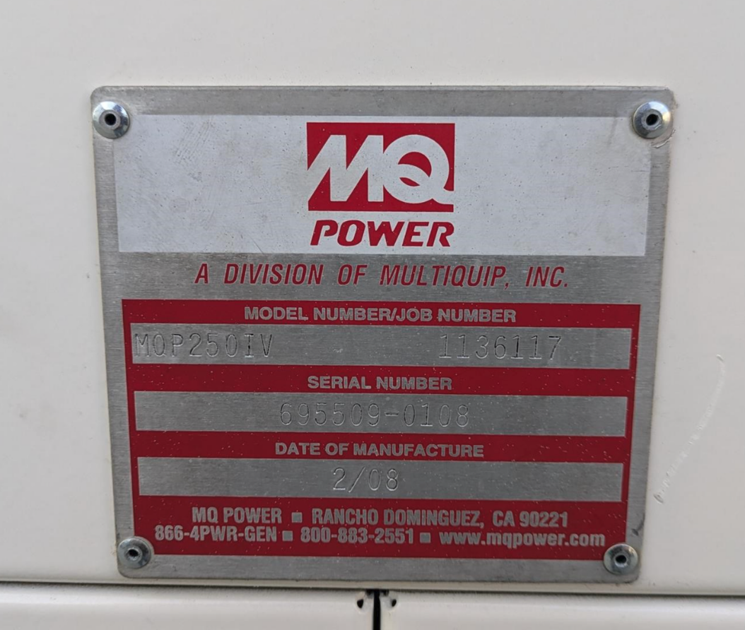250KW Multiquip MQP250IV Diesel Generator 277/480 56HRS TESTED