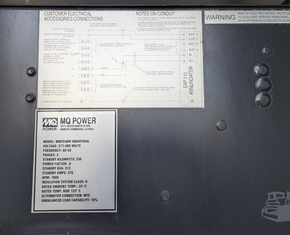 250KW Multiquip MQP250IV Diesel Generator 277/480 56HRS TESTED