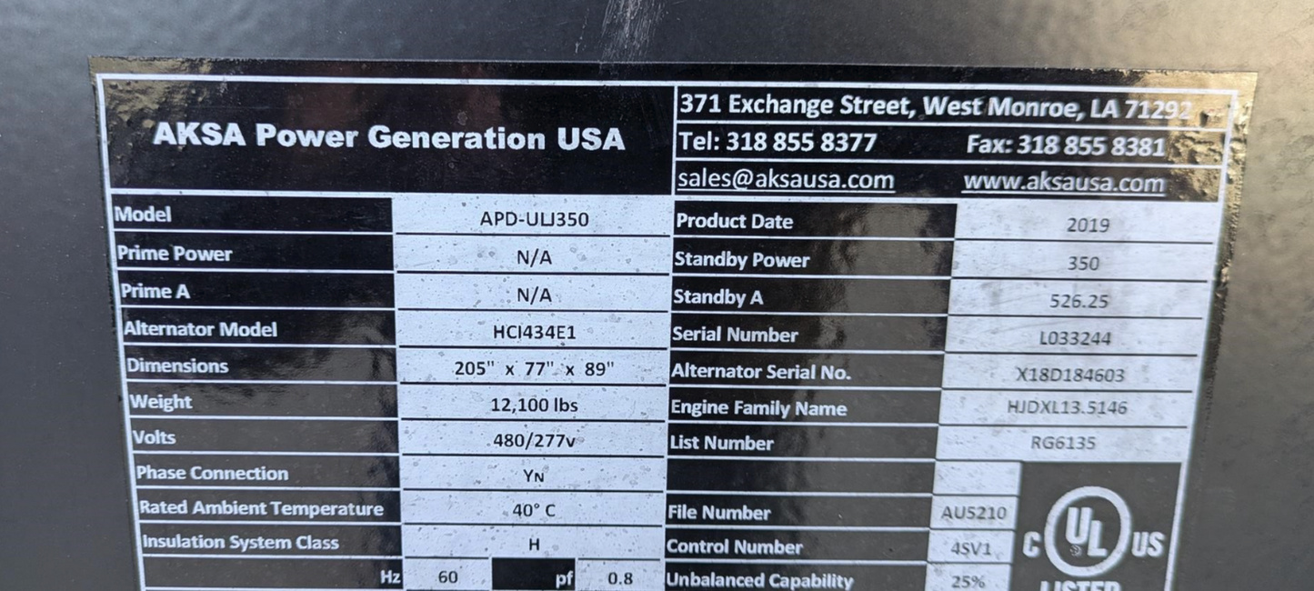 350KW Stamford Diesel Generator 277/480 3143hrs '19 TESTED