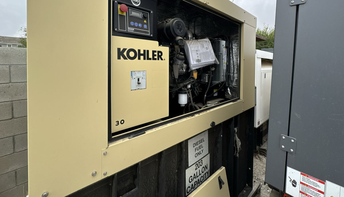 Kohler 30REOZK 30 kW Diesel Generator 120/240V 1PH Sound Enclosed 203 Gal Tank