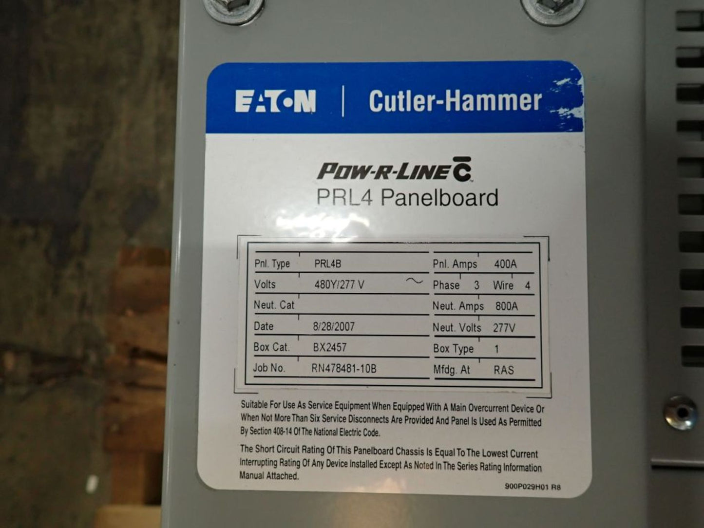Eaton/Cutler Hammer MBP Pow-R-Line 400A Panelboard 480Y/277V Maintenance Bypass