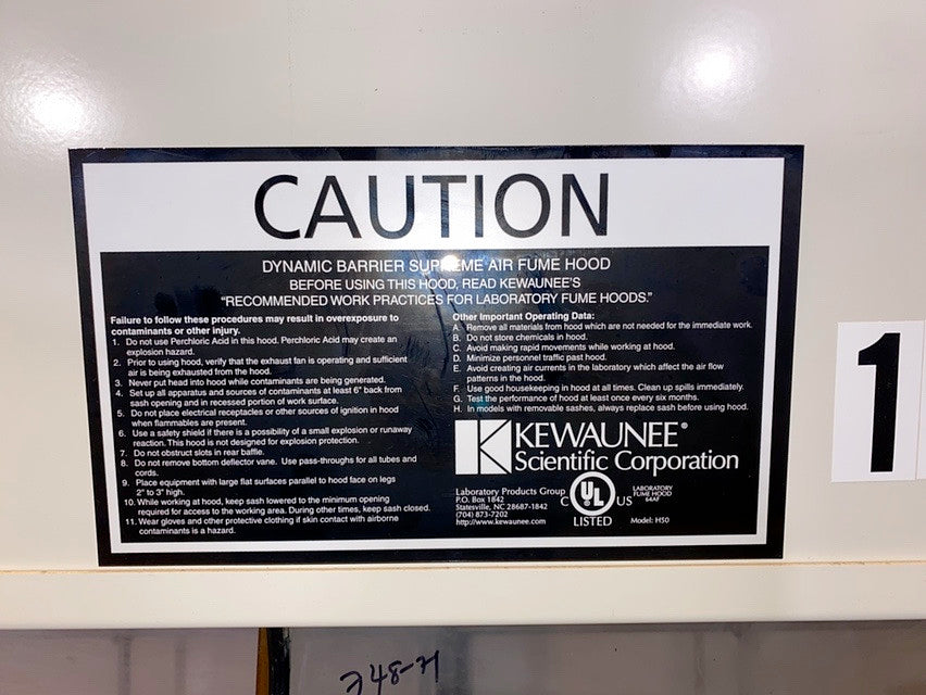 Kewaunee Fume Hood 10'(S6LLST0842)