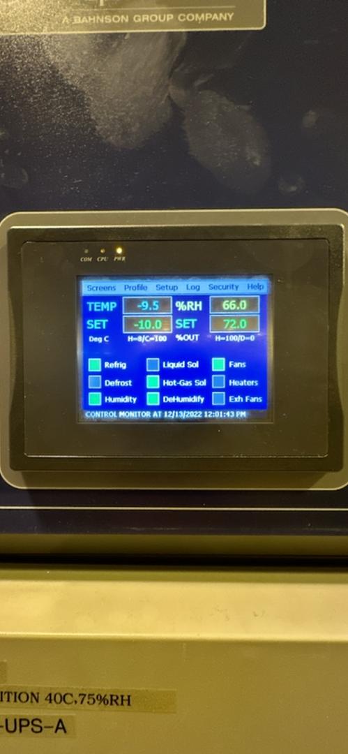 Bahnson Environment Specialties Refrigerator ES2000 C Temp Chamber