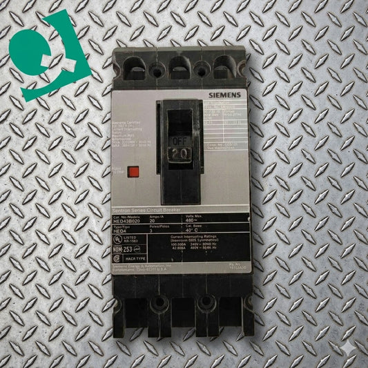 Siemens 20A 3 Pole Circuit Breaker 480VAC HHED43B020(104794)
