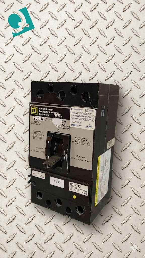 Square D 250A 3 Pole Circuit Breaker 600V 250V 22KA KAL362501027(104645)